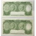 AUSTRALIA 1961 . ONE 1 POUND BANKNOTES . CONSECUTIVE PAIR . DARK GREEN REVERSE